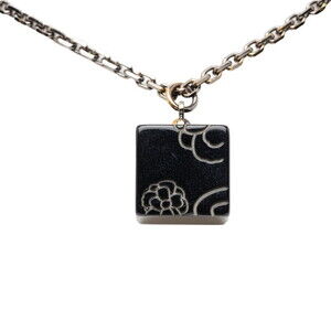 CHANEL Authentic Black Logo Necklace